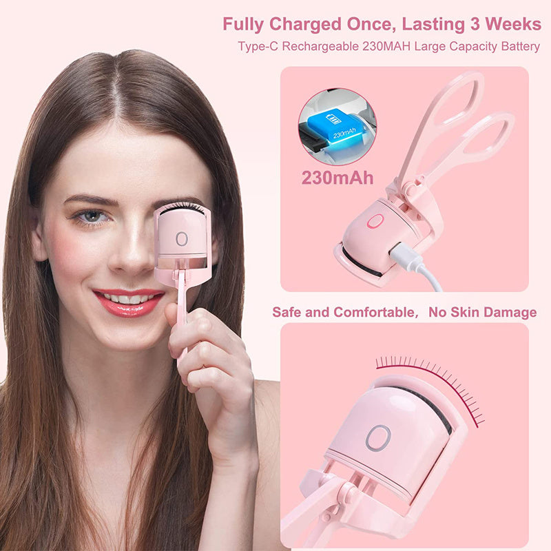 Rechargeable Heated Eyelash Curler – Portable Electric Lash Comb for Long-Lasting Curls