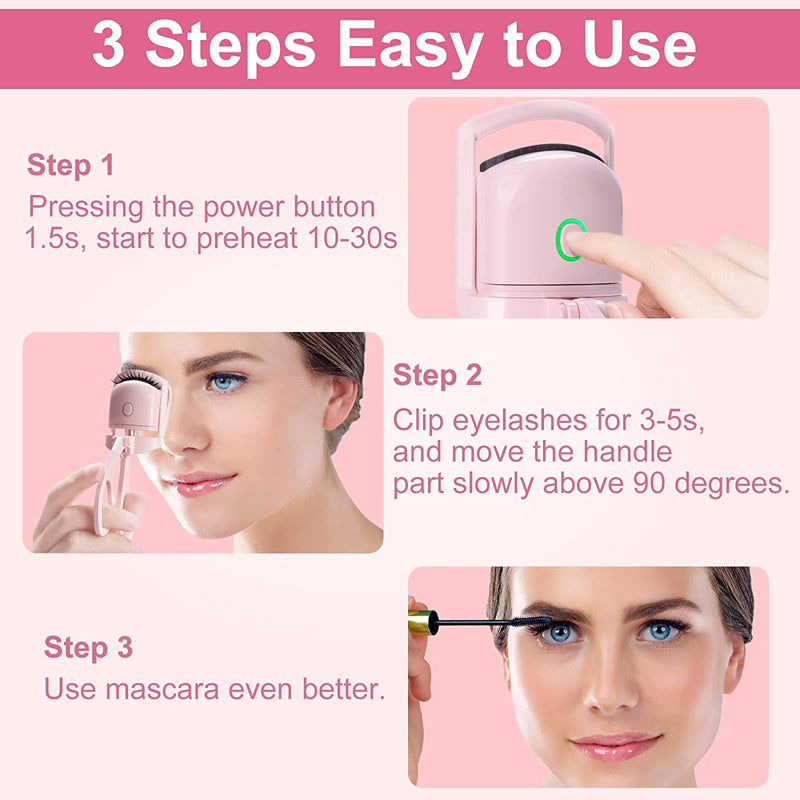 Rechargeable Heated Eyelash Curler – Portable Electric Lash Comb for Long-Lasting Curls