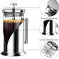 French Press Coffee Maker 34Oz 304 Stainless Steel French Press with 4 Filter, Heat Resistant Durable, Easy to Clean, Borosilicate Glass Coffee Press, 100% BPA Free Glass Teapot (Stainless Steel)